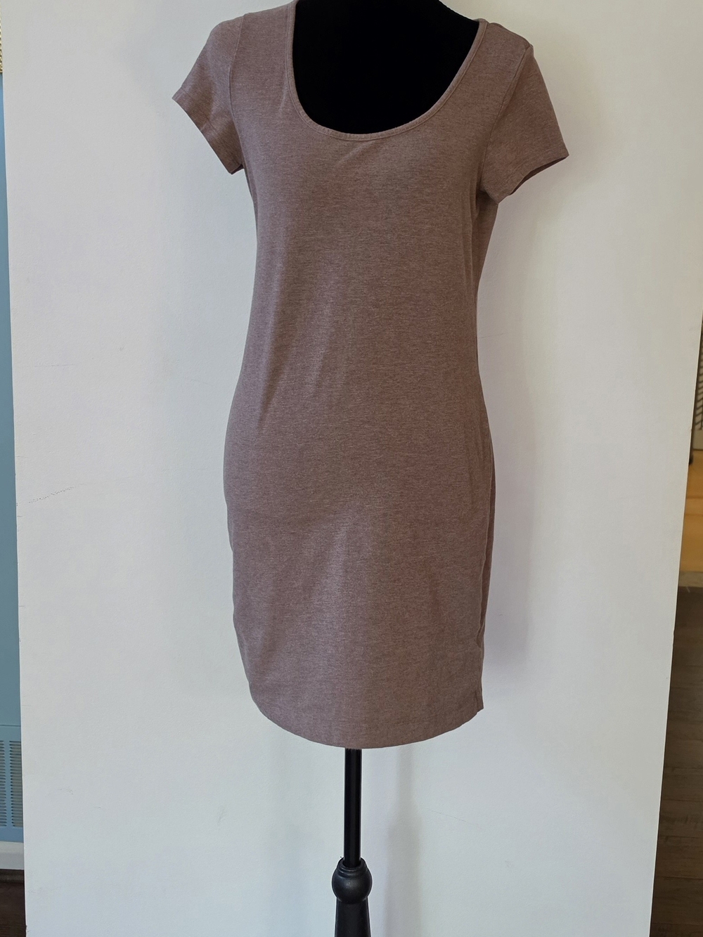 H&M Scoop Neck Short Sleeve Dress - Mauve Brown